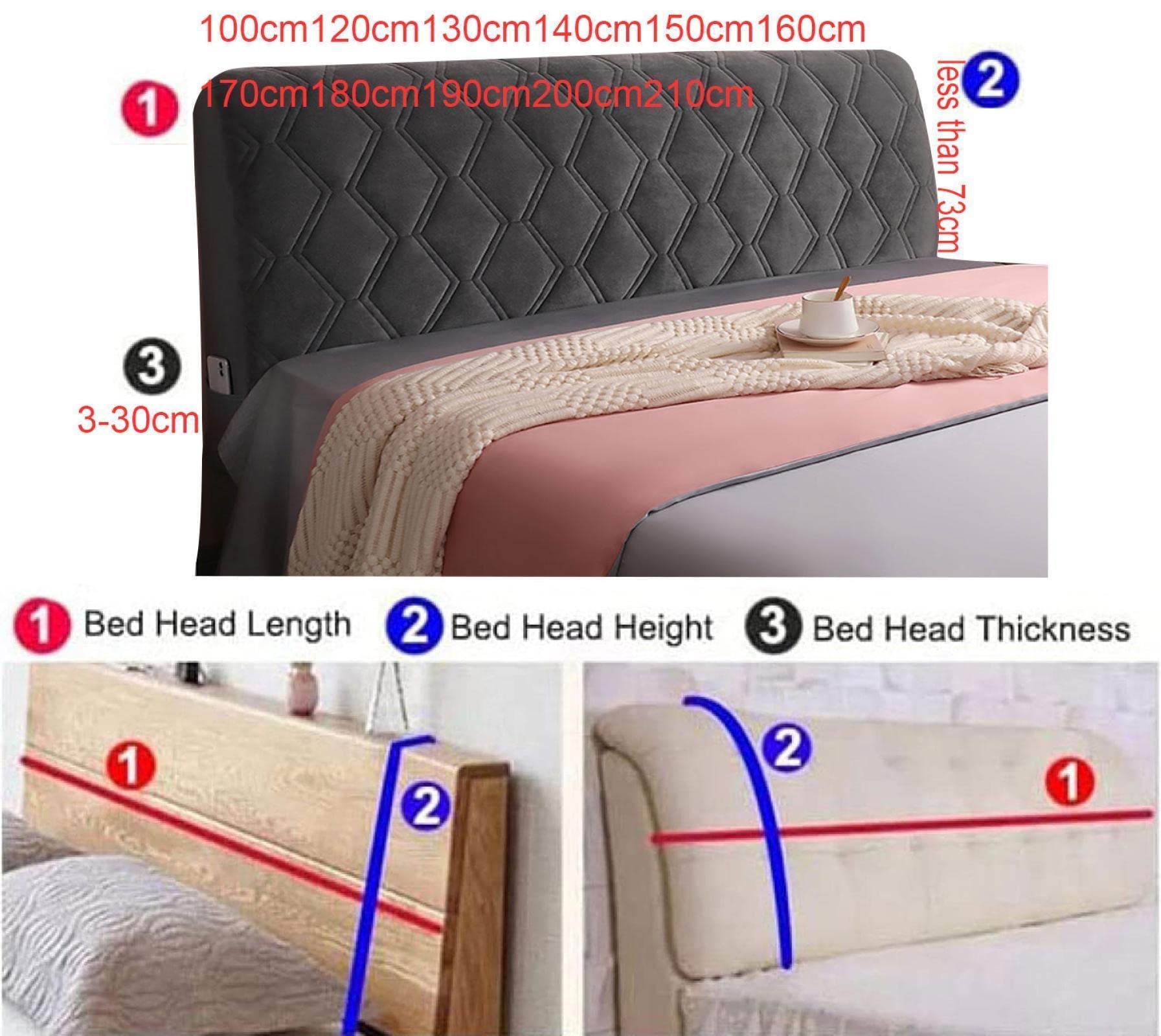 DECOTE Hoofdbordhoes, voor tweepersoonsbed/eenpersoonsbed, stofdicht, verdikt, fluweel, doorgestikt, elastisch, all-inclusive stofhoes, wasbaar DECOTE Hoofdbordhoes, voor tweepersoonsbed/eenpersoonsbed, stofdicht, verdikt, fluweel, doorgestikt, elastisch, all-inclusive stofhoes, wasbaar