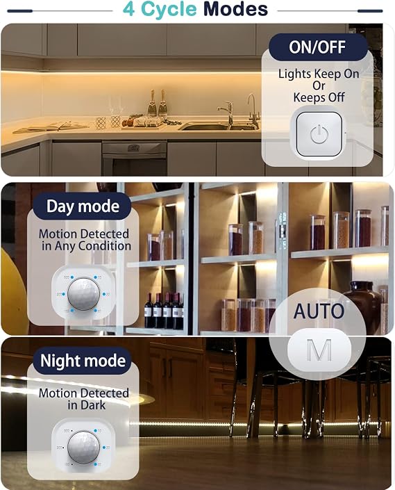 Motion Sensor Led Light Strip - with UL FCC Plug Adapter, Dimmer and Timer