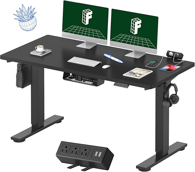 FLEXISPOT EN1 Electric Height Adjustable Standing Desk - Black Frame with 55