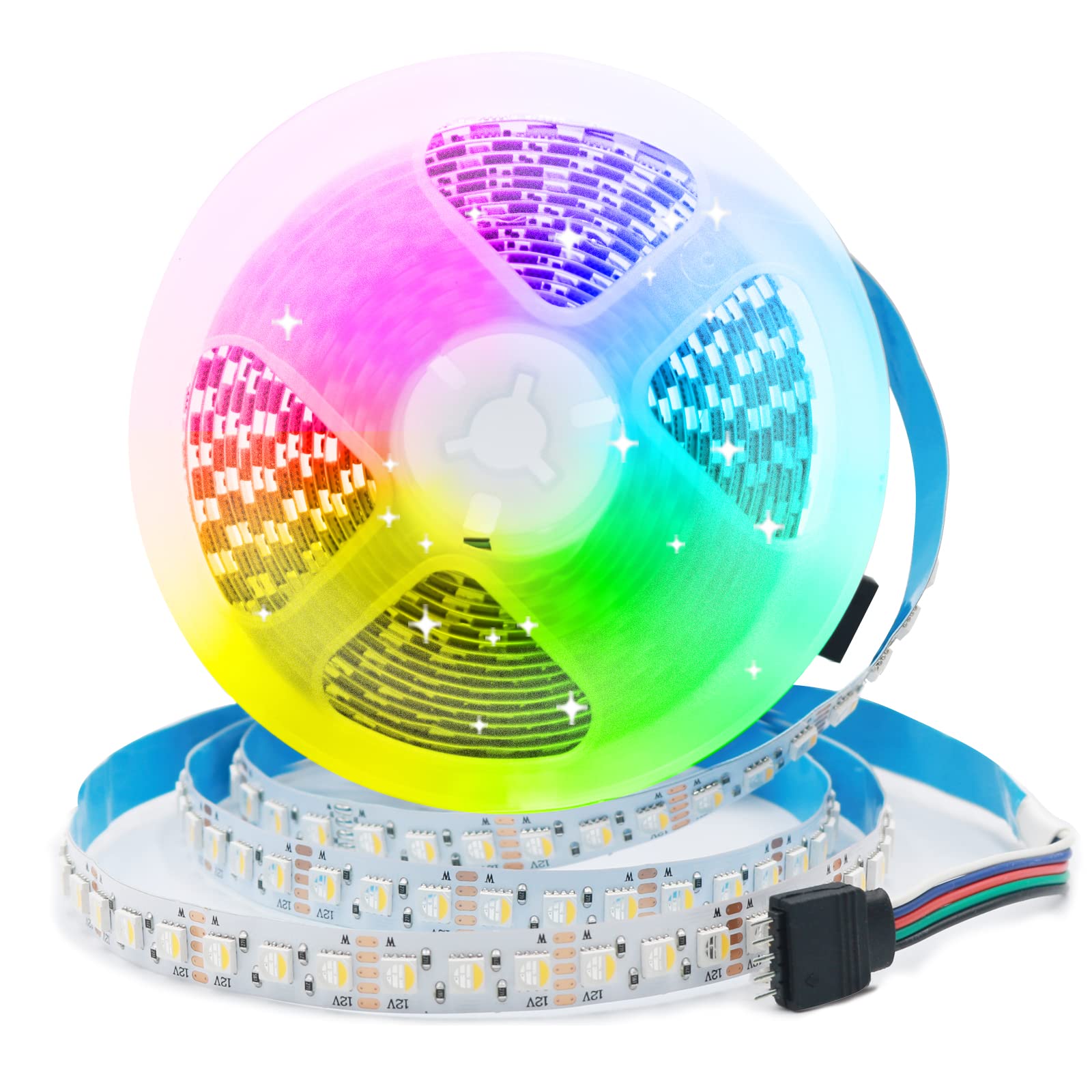 Arotelicht RGBW LED Streifen 12V 5M 108LEDs/M Super Hell RGB+Warmweiß(2700K-3000K) 4 Farben in 1 LED Band 5050SMD Selbstklebend IP20 Nicht wasserdicht LED Licht Streifen Lichtband Leiste Band Für Deko