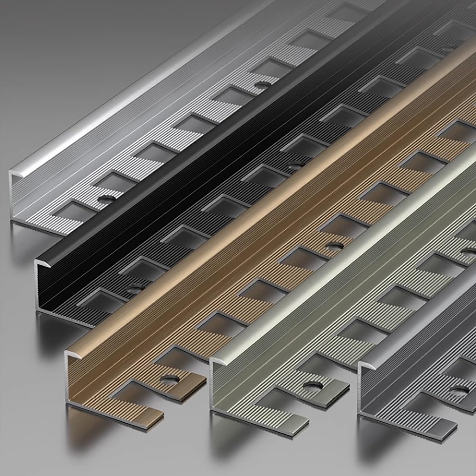 Raouoae Tile Edge Protection, 135cm, 2 Pieces, Robust And Bendable Aluminum Anodized C-Shape Stair Edge Profile For Commercial Applications - Durable Tile Trim And End Profile(Gold,Hoch: 8.5mm)