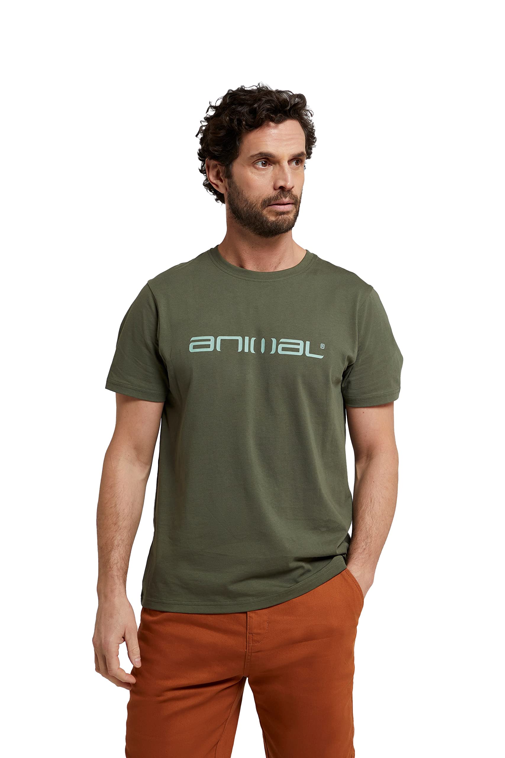 Animal Classico Mens Cotton T-Shirt - Stylish, Lightweight & Breathable Tee in Soft - for Spring Summer Beach, Holiday & Travel Khaki L