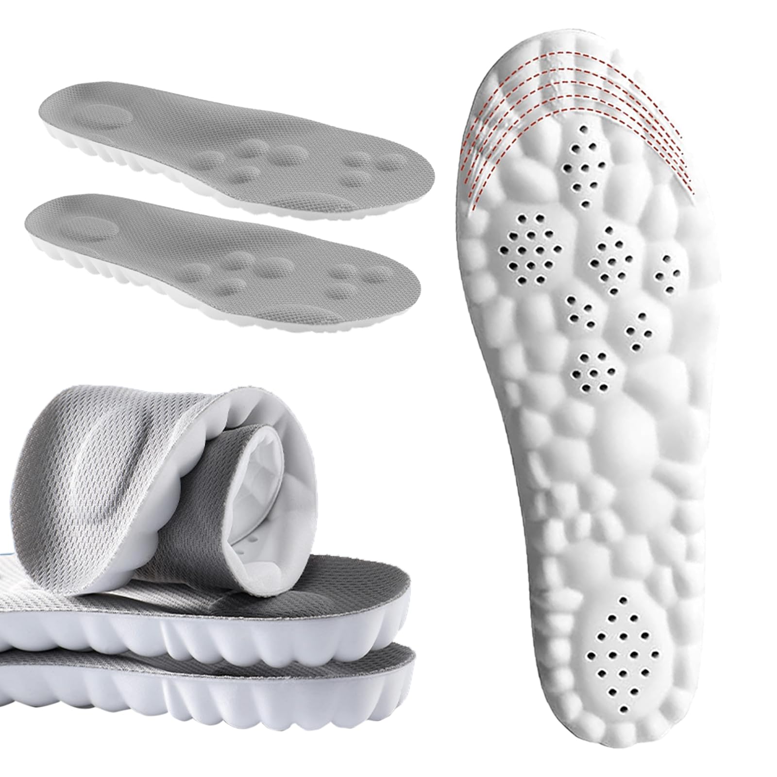 Photo 1 of DWTWLE 4D Cloud Insoles for Men Memory Foam Cloud Insoles Super Soft Anti-Fatigue, Shock Absorption, Relieve Foot Pain (Gray, US 14-14.5)