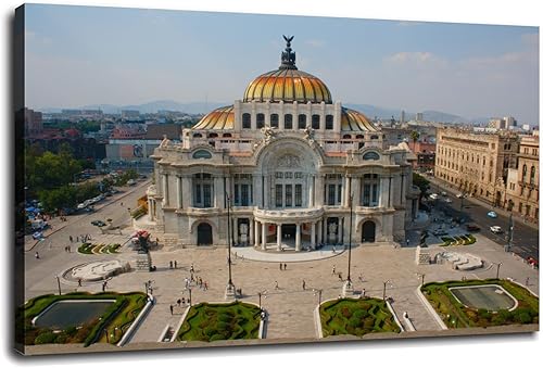 adern Palacio Bellas Artes México - Póster decorativo para pared, para oficina, sala de estar, dormitorio, decoración del hogar con marco, 18 x 12