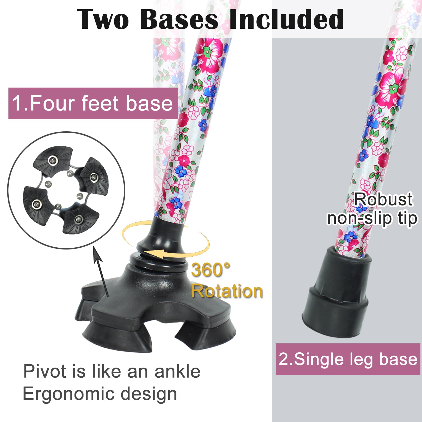 BeGrit Bastones para Mayores 57-95cm Bastón para Hombres y Mujeres Baston Anciano Portatil Mujer Autónomo Bastón Extensible para Caminar Ajustable Regulable Regalos para Personas Mayores y Adultos