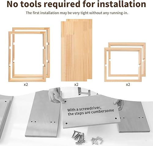 Miniatura 4 de Organizador de escritorio ajustable y no necesita montaje, madera de pino maciza, estante de escritorio con capacidad para hasta 130 libras para