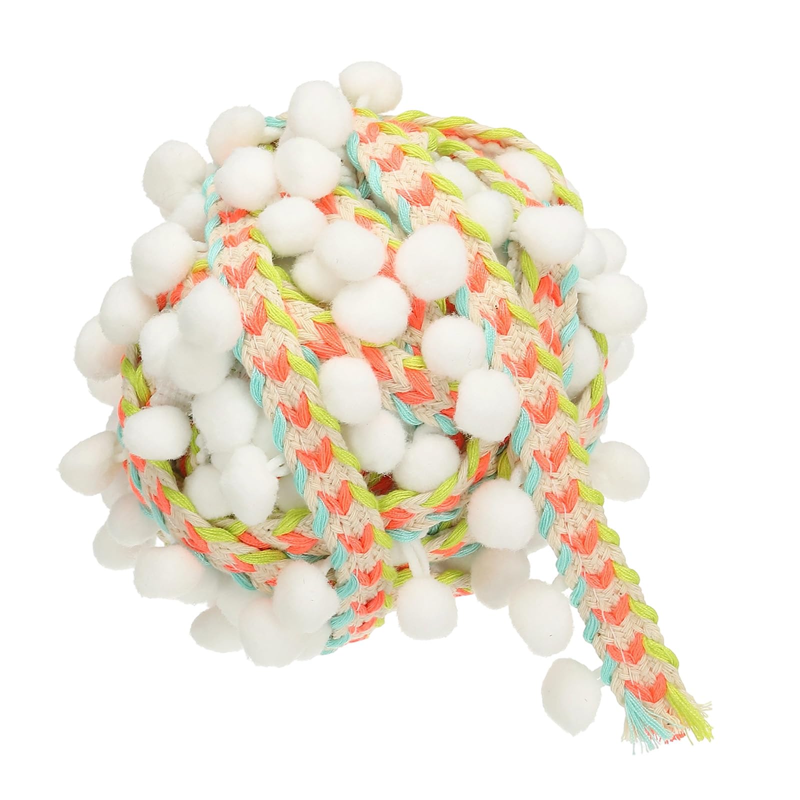 PATIKIL 5.5Yards Embroidered Pompoms Trim Ribbon, Pom Poms Fringe Ball Trim Ribbon Tassel Lace Accessory for Sewing DIY Crafts Fabric Home Curtain