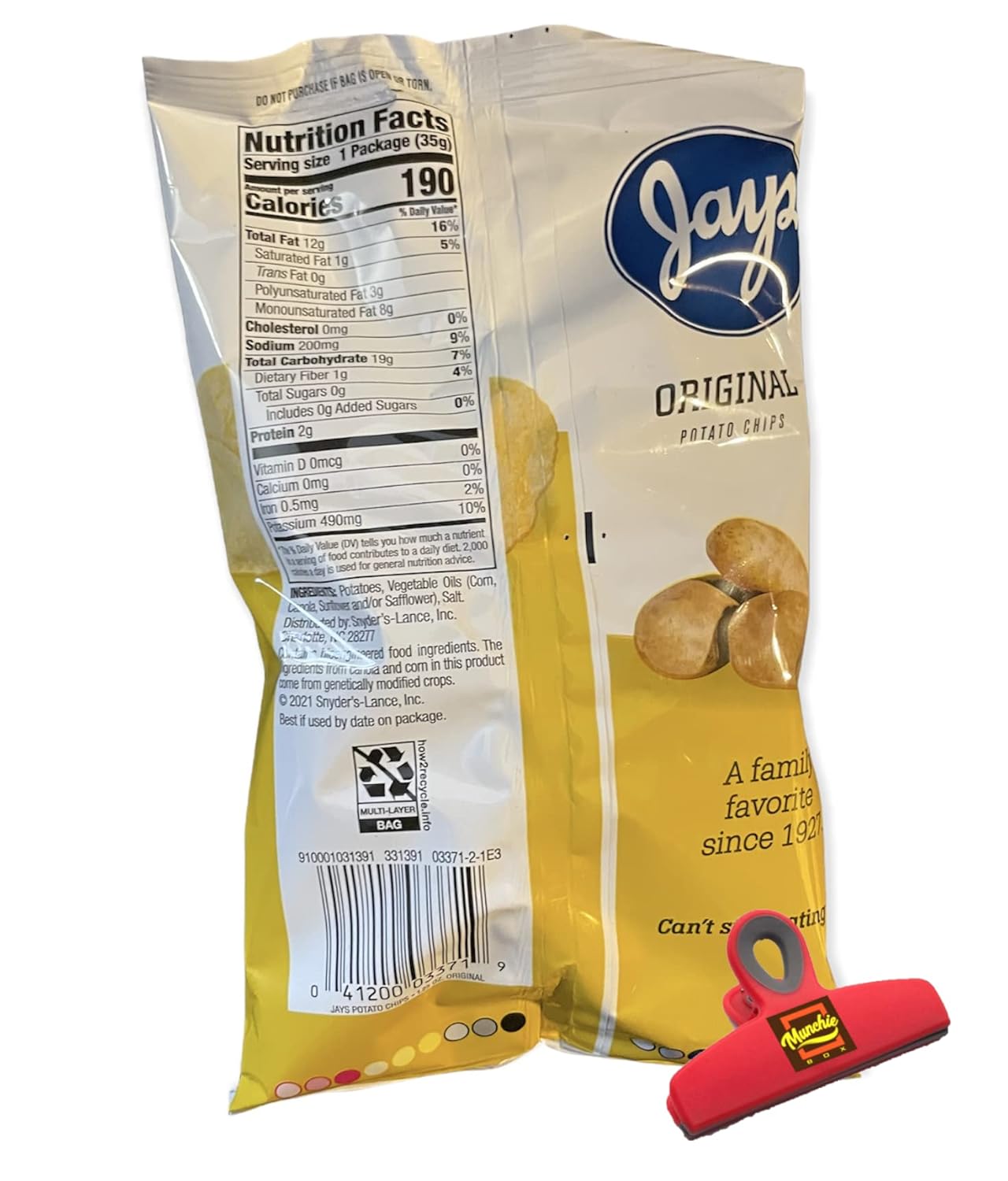 Munchie Box Jay's Original Potato Chips an Iconic Chicago Style Classic flavor thin Cut and Crispy (Pack of ( 12 ) 1.25 Oz Bags)