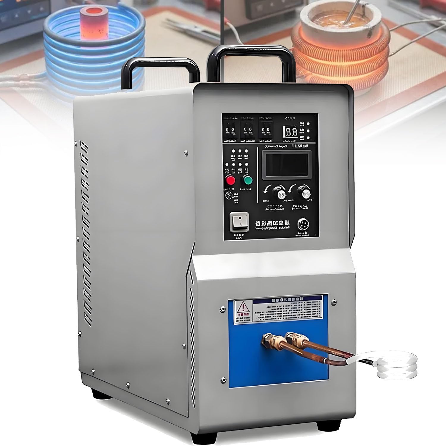 GLBMXDD High Frequency Induction Heater Furnace, 15 Kw 30-80 Khz Small Induction Heating Machine, Single Phase 110v/220v, 40℃~2000℃ Temperature Range