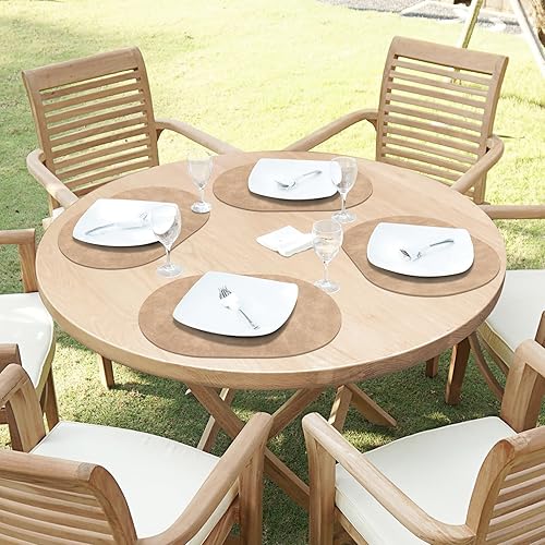 Miniatura 7 de ADRIMER Juego de 6 manteles individuales ovalados resistentes al calor, lavables de 12 x 17 pulgadas, manteles individuales impermeables de piel