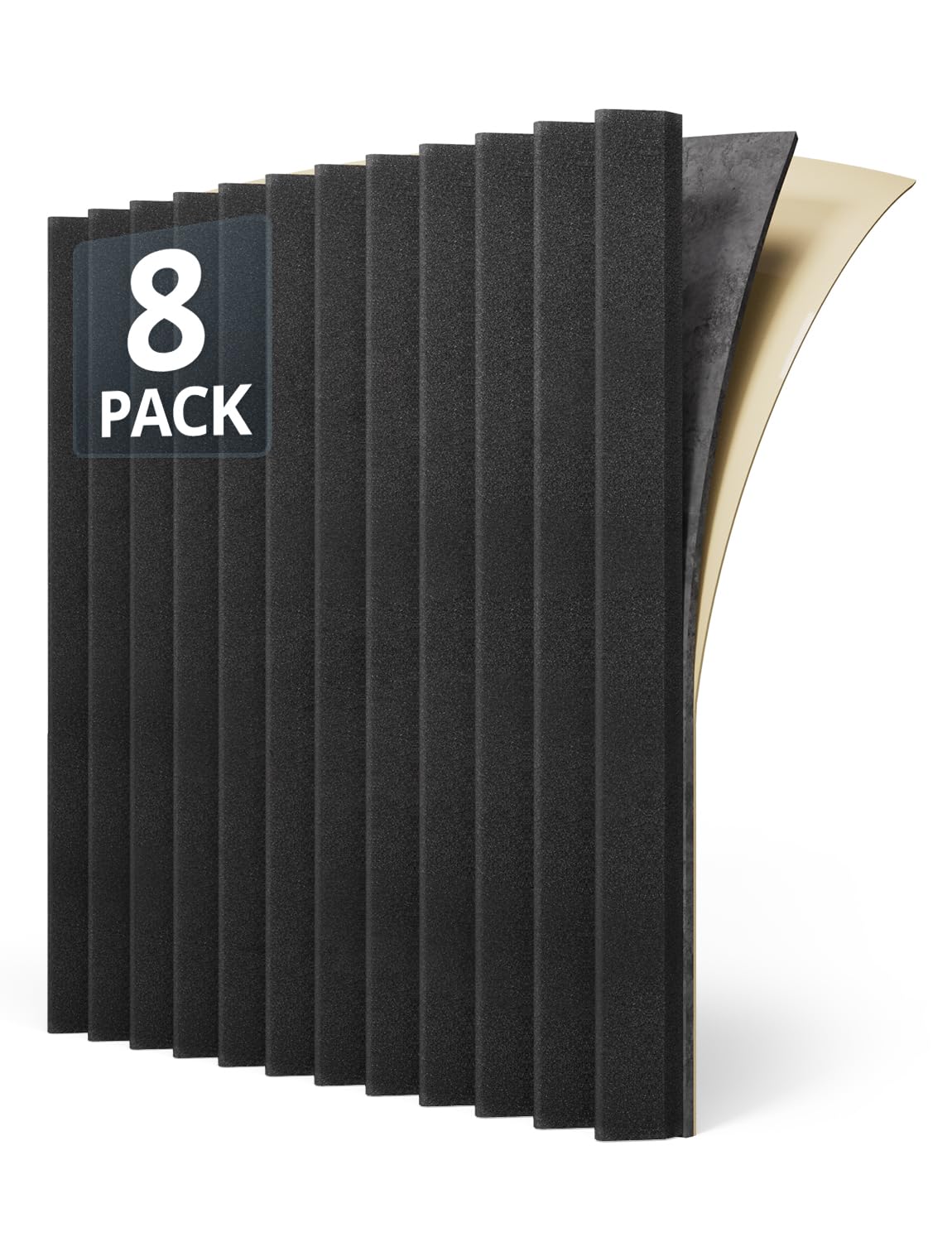 Kuchoow 8 pannelli acustici in schiuma fonoassorbente da parete con isolamento, vinile pesante, autoadesivi, per soffitto, porte e studio, 30 x 30 x 2,6 cm