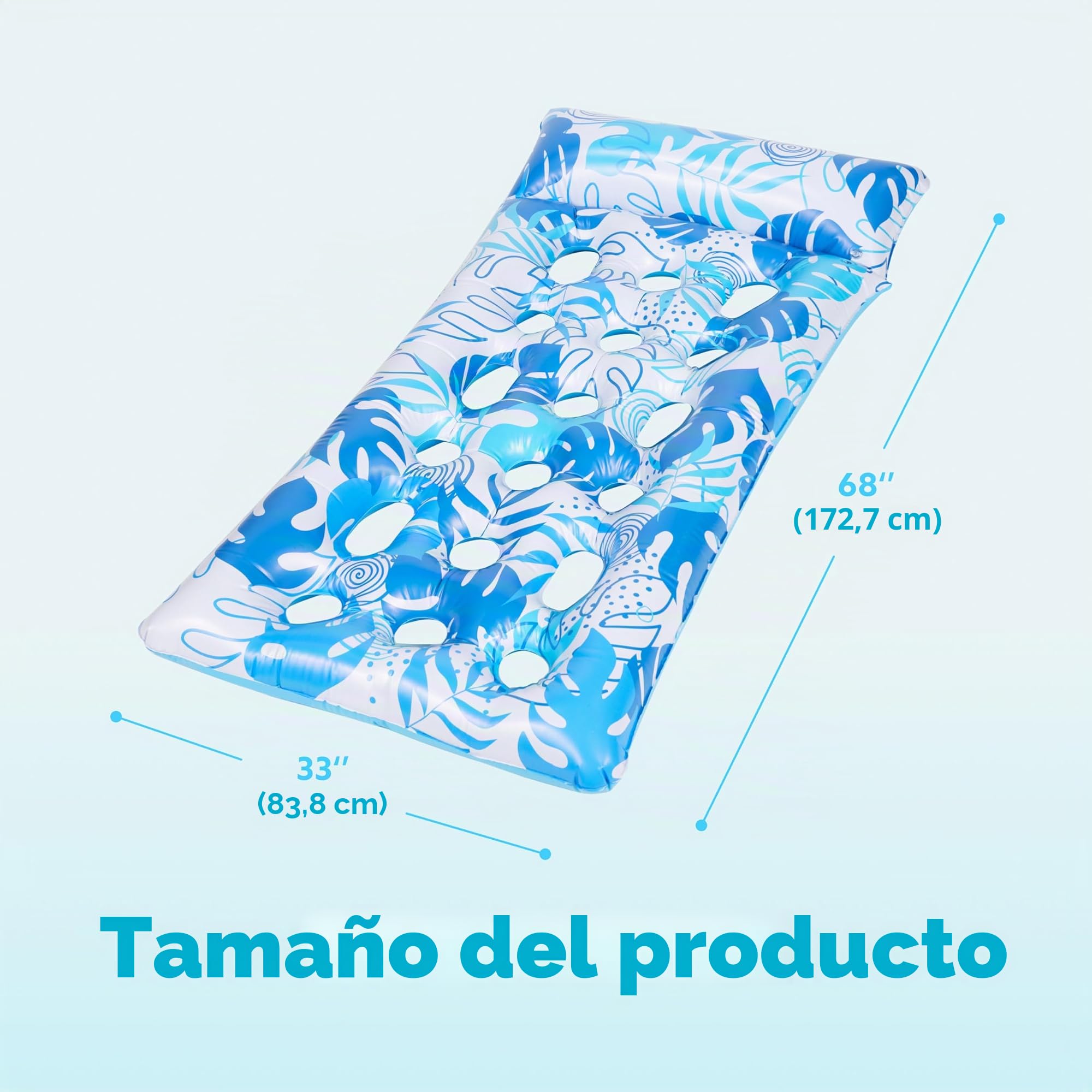 Sloosh Flotadores Inflables para Piscina, 2 Piezas Flotadores XL, Cama Flotante con Reposacabezas para Adultos, Colchoneta Flotante para Lago, Playa, Piscina y Diversión Acuática