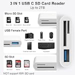 SD Card Reader for iPhone 16, 3-in-1 Lightening & USB-C to SD Card Reade for SD Card/Micro SD Digital Camera Adapter Compatible with iPhone 16 15 14 13 12 11/iPad/MacBook
