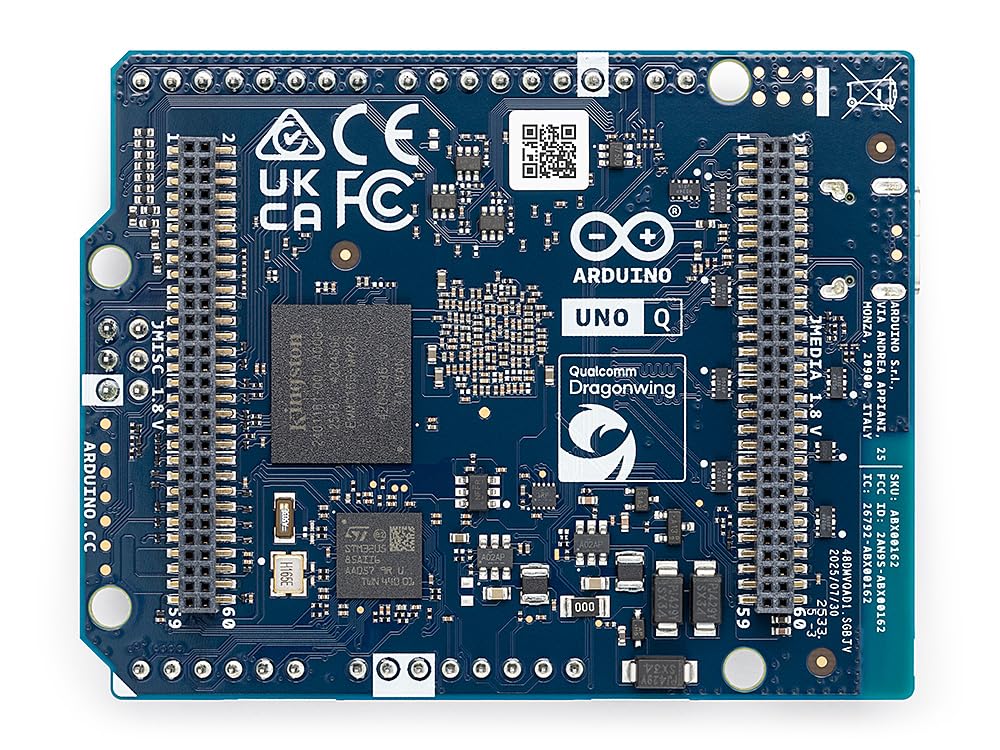 Arduino® UNO™ Q 2GB[ABX00162] - Carte Hybride, microprocesseur Qualcomm Dragonwing QRB2210 (MPU) et microcontrôleur STM32U585 (MCU), AI Vision, Voice, IoT, Robotics, Linux Debian OS, Wi-FI 5, USB-C