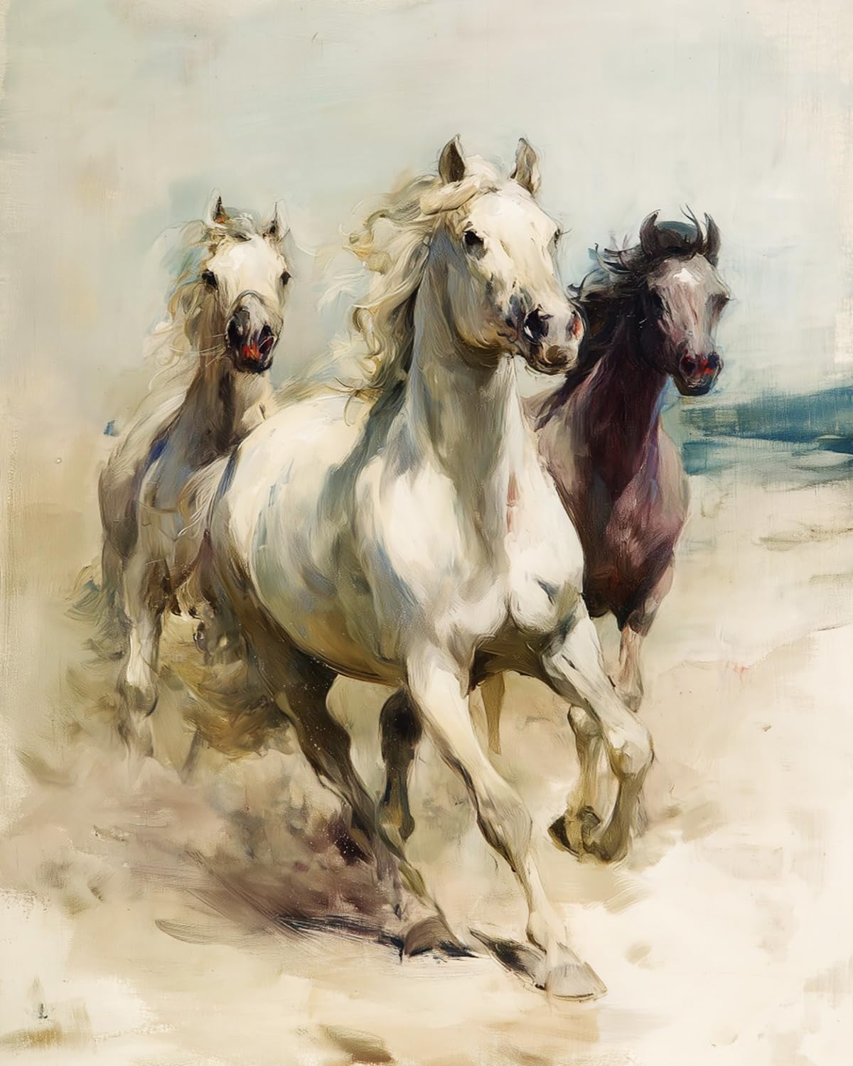 LIUBAISHI Paint by Numbers for Adults – Large 16x20 Canvas | Wall Art Decor for Bedroom, Stress Relief Painting Kit, Hobby Set with Brushes and Paints-Three Galloping Horses
