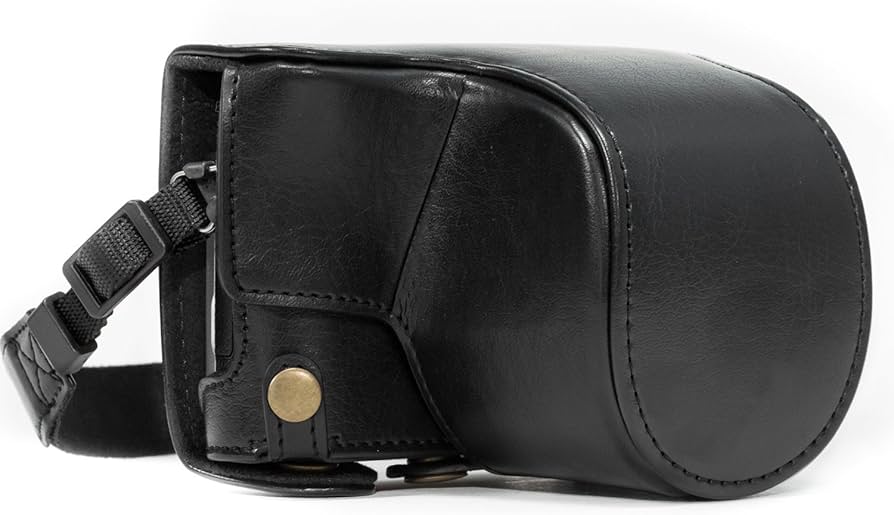 MegaGear Panasonic Lumix DC-GX850, DC-GF9 12-32mm Lens, DC-GX800, DMC-GF8, DMC-GF7 Ever Ready Leather Camera Case and Strap, with Battery Access -