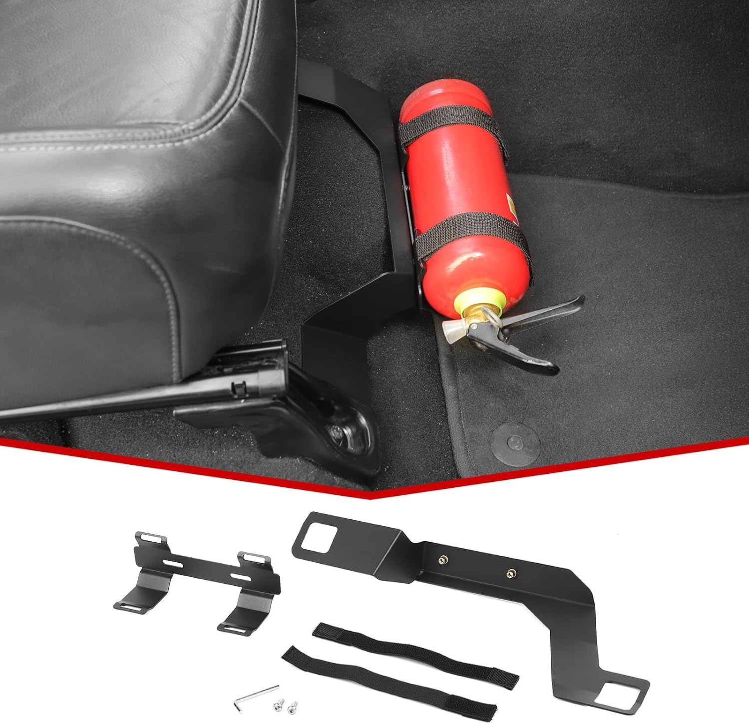 JeCar Under Front Seat Fire Extinguisher Bracket Mount Holder Compatible with Jeep Wrangler JL & Gladiator JT 2018-2025, Left Side