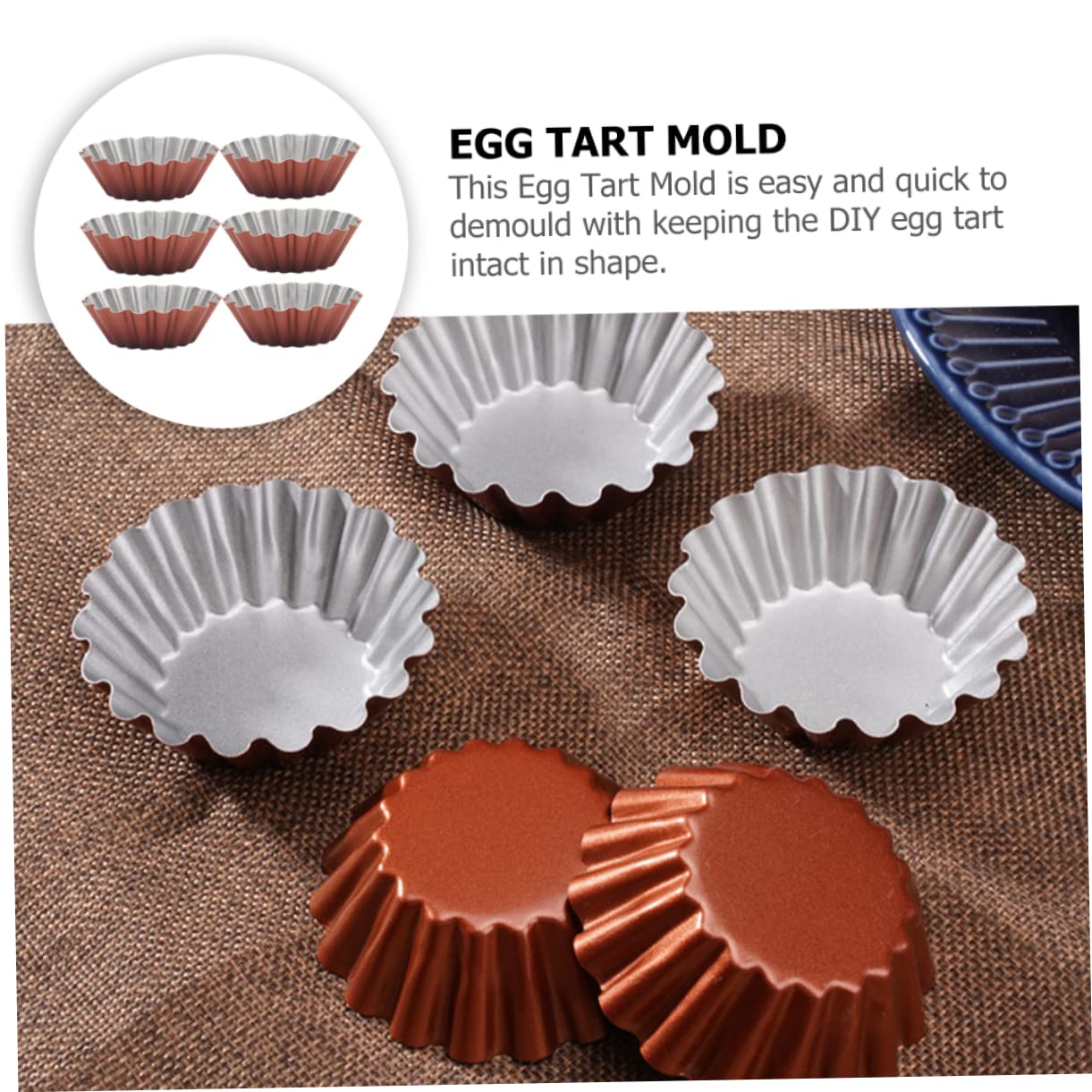 Amosfun Piezas molde redondo para tarta de huevo molde muffins utensilios de cocina moldes de tarta para hornear taza para hornear muffins moldes para hornear tartas molde para hornear