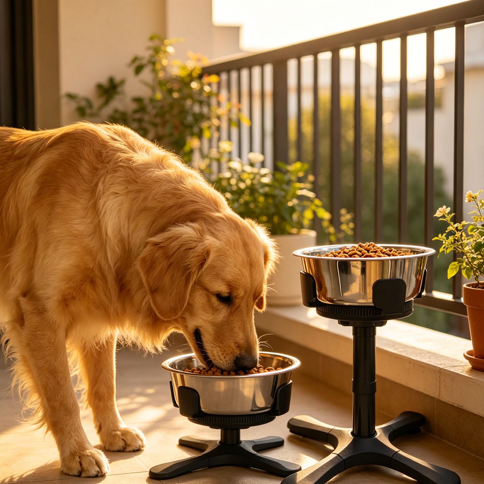 Soporte de platos estirados para mascotas, altura regulable, para comederos elevados, portátil, para perros, estación de alimentación telescópica higiénica, estación de alimentación para perros con