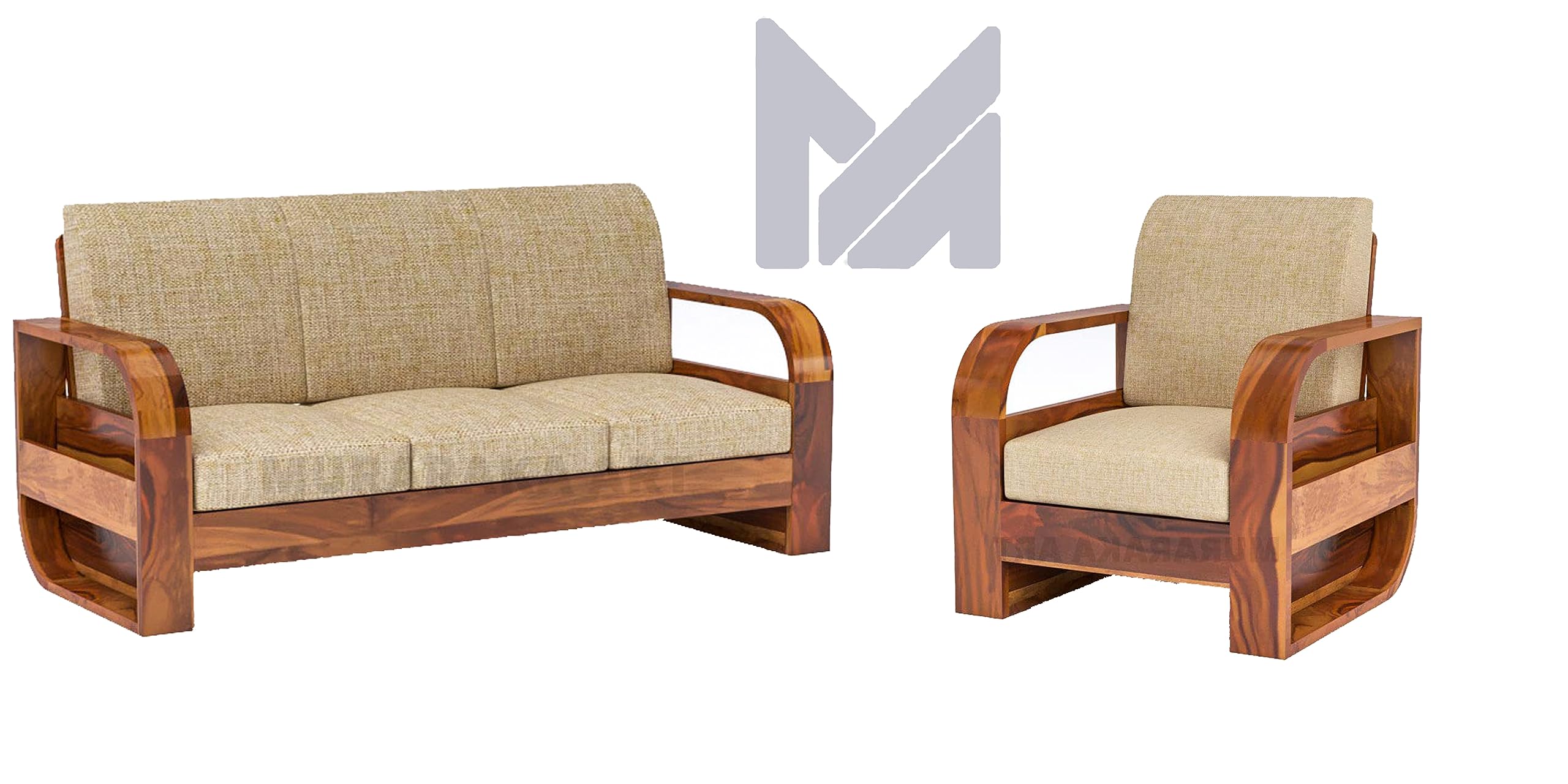 MURARAKA ART Sheesham Wood 4 Seater Sofa Set for Living Room Furniture Wooden Sofa Set 4 Seater for Home & Office (3+1 Sofa, Natural Finish) | 4 Person Sofa, Brown discount deal