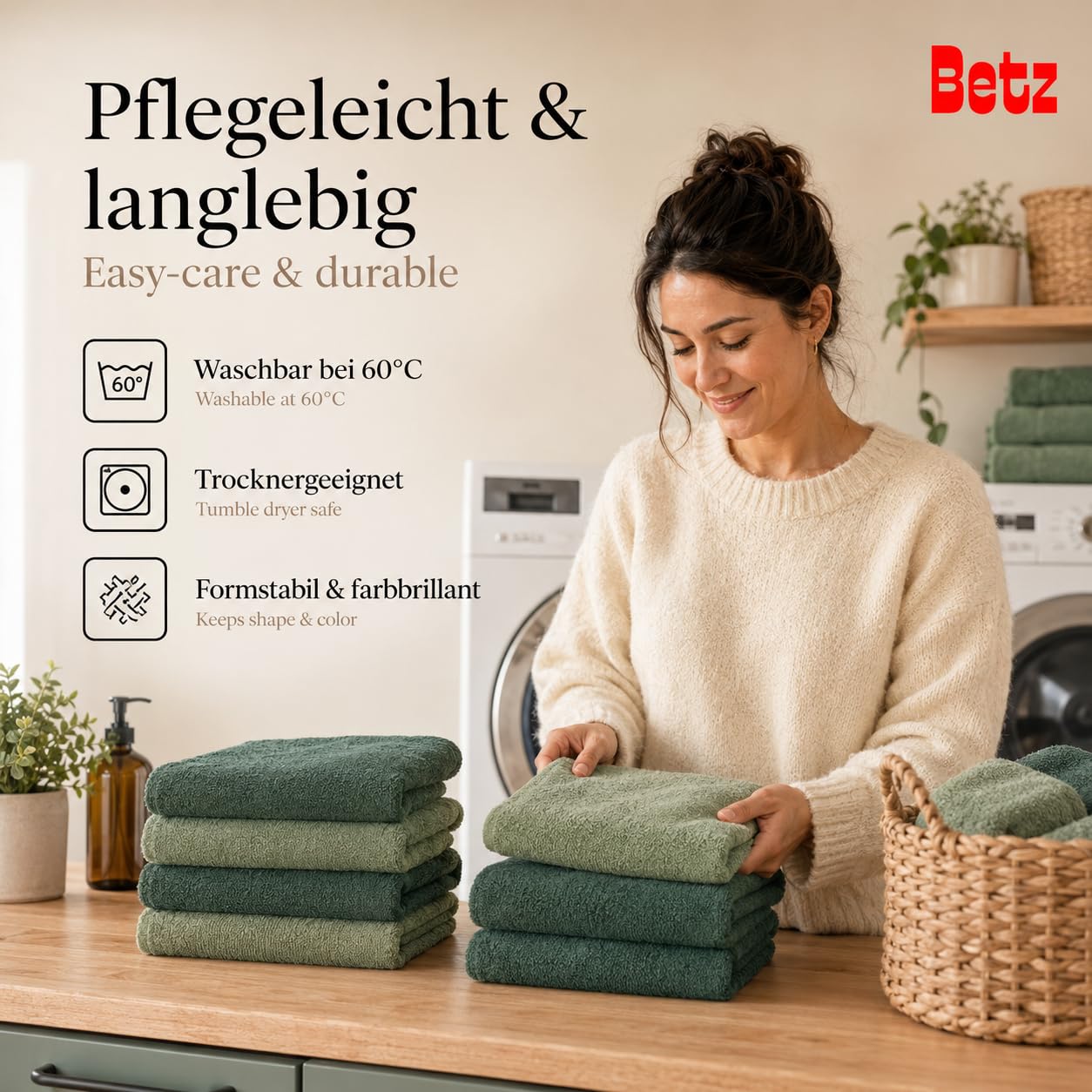 Betz Premium Handtuch-Set 12-teilig 100% Baumwolle Oeko-TEX Zertifiziert 470 g/m² heugrün tannengrün