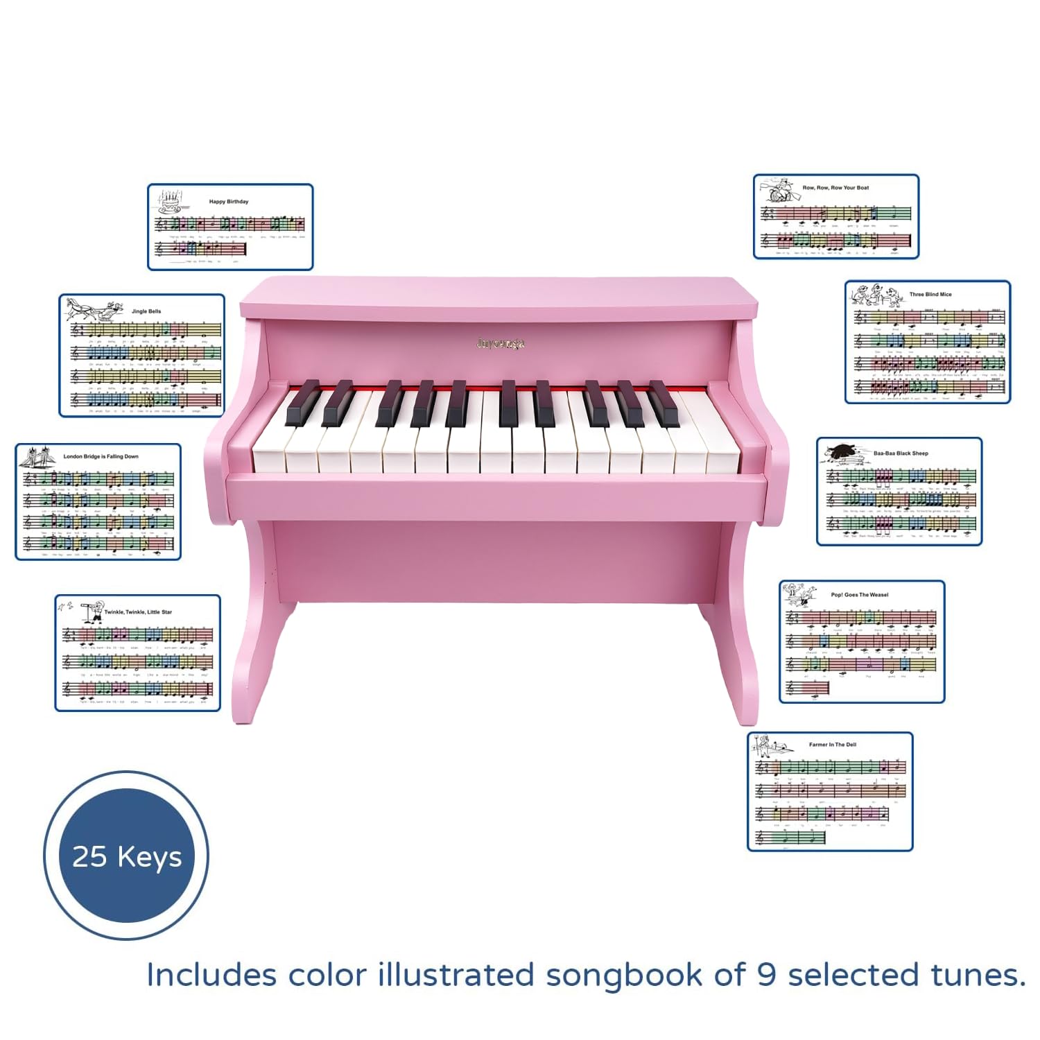 JUYOUNGA Kinder Klavier Tastatur Spielzeug - 25 Tasten Digitalpiano für Kinder, Mini Musik Lerninstrument Spielzeug, Holz Klavier für Kleinkinder Mädchen Jungen
