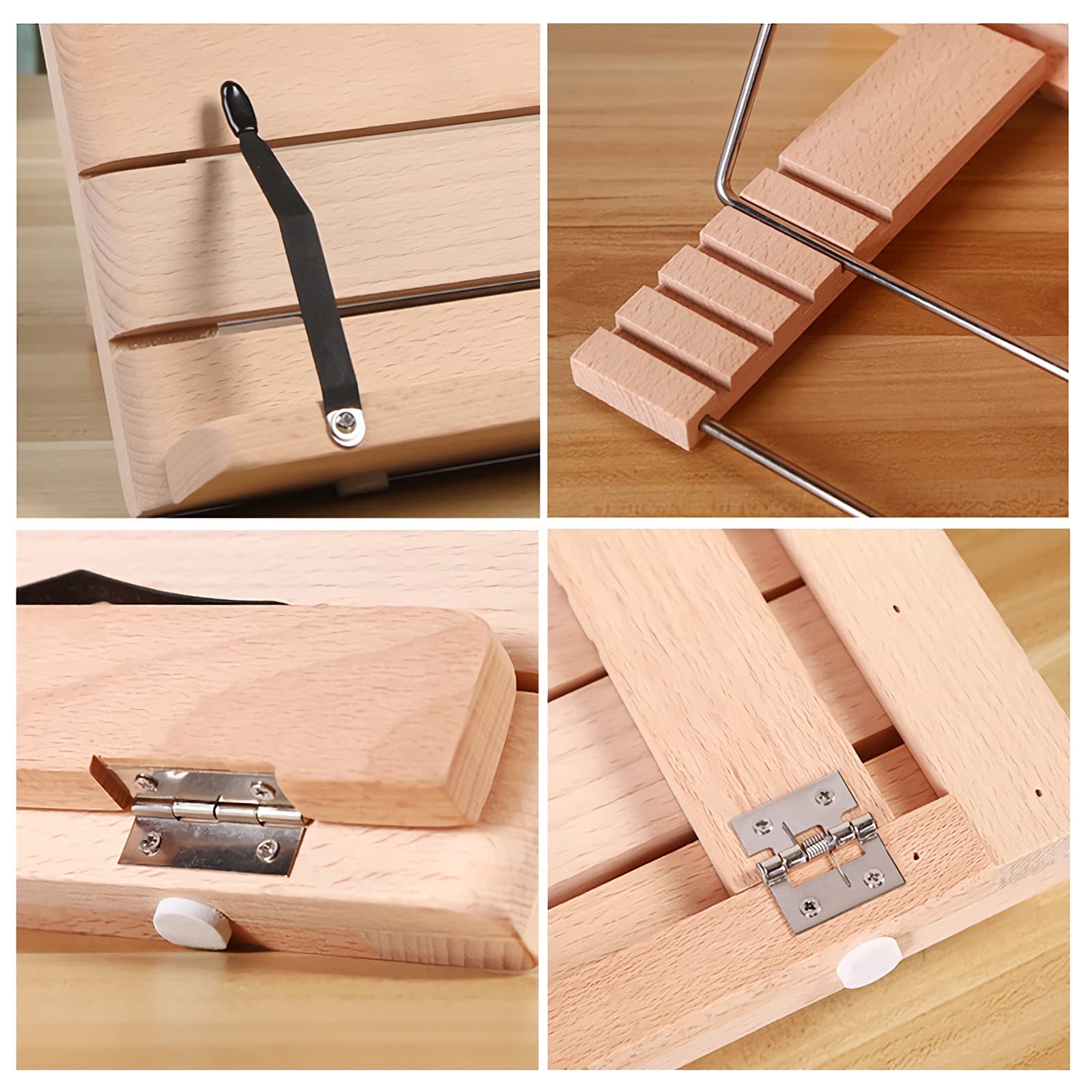 Soporte de Libro para Lectura Soporte de libro de cocinero de bambú para el escritorio Bandeja del titular de la receta del libro ajustable con la página Play Clips Papel plegable Tableta Smartphone S