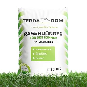 TerraDomi Rasendünger Sommer 20kg NPK 15-15-15 für 1000 m²