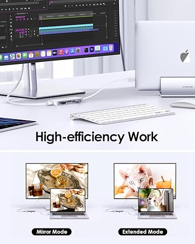 Miniatura 5 de LENTION Adaptador USB a USB-C 5 en 1 con lector de tarjetas micro SD/SD para iPhone, adaptador multipuerto HDMI a USB C Hub 4K a 30Hz con 3 USB 3.0