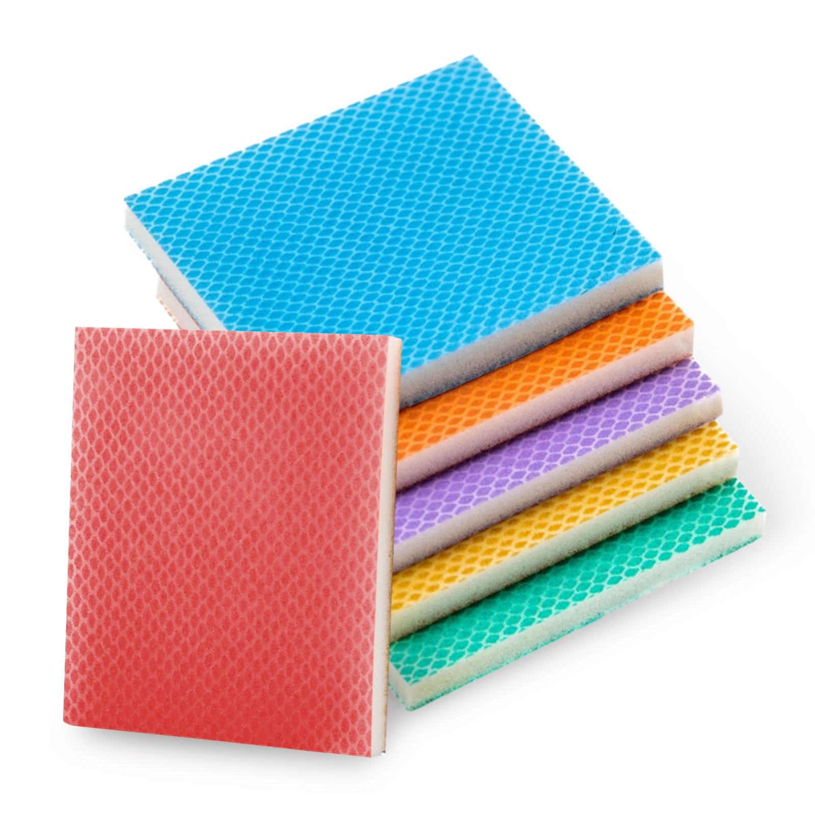 Lot de 6 éponges abrasives douces - Grain fin - 100/120/150/180/220/240 - Blocs de ponçage manuel en mousse PU - Pour bois, cloison sèche, métal