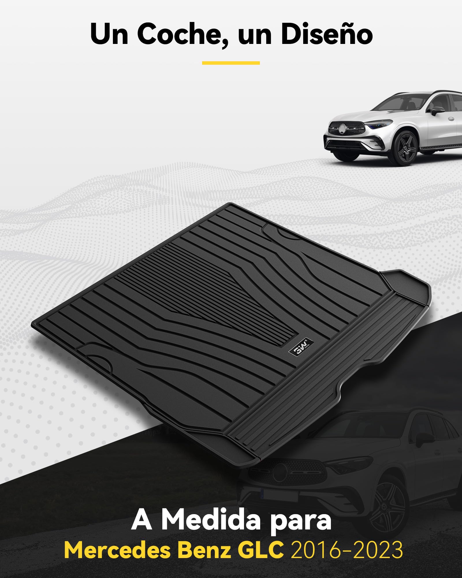 3W Alfombrilla Maletero de Coche para Mercedes Benz GLC X253 2016-2022, TPE Alfombrillas Maletero para Todo Tipo de Clima para Benz GLC Juego Completo de Alfombrillas, Accesorios, Negro