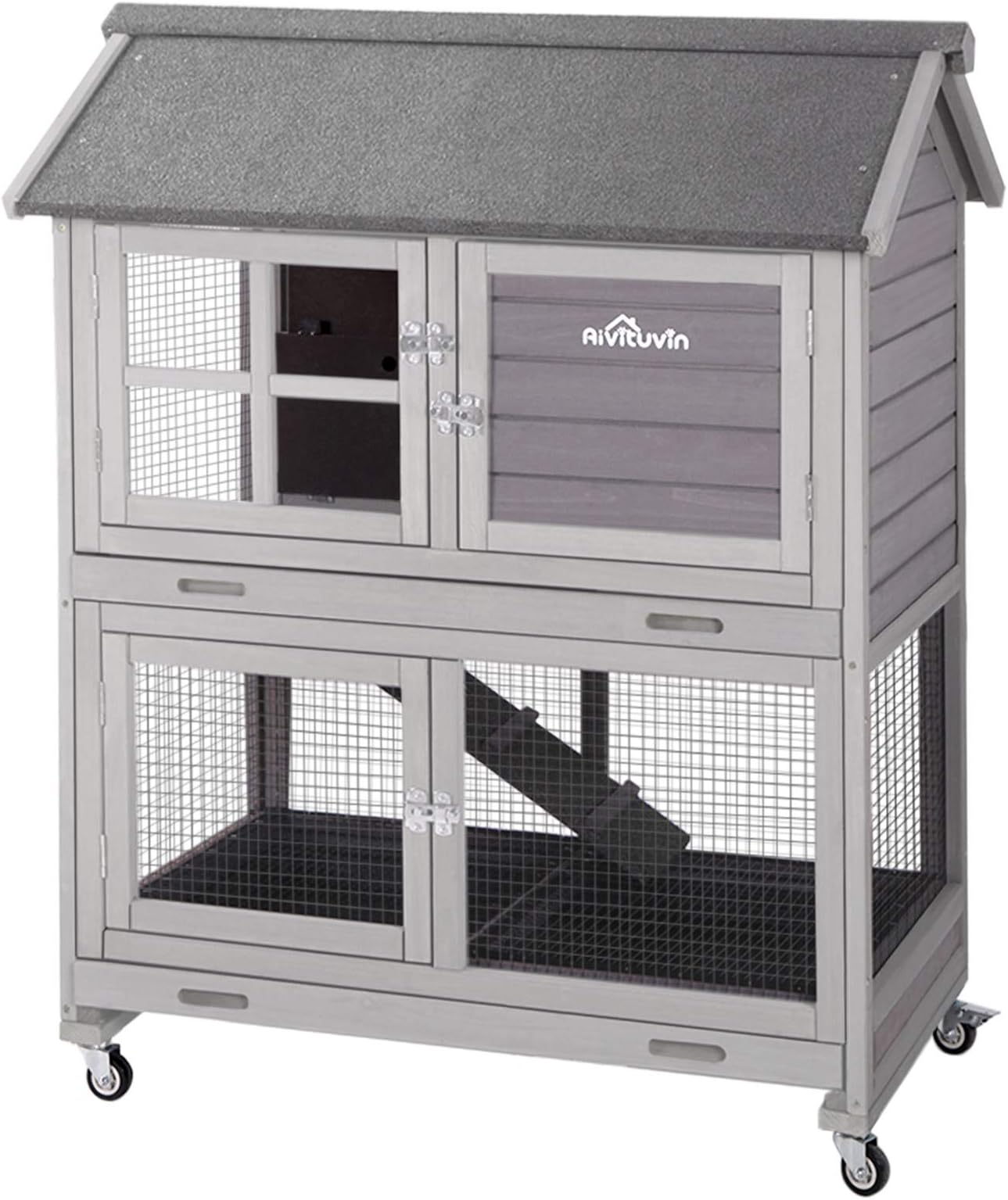 Narkula Rabbit Hutch Indoor Outdoor on Wheels Deeper Trays Chew Proof, Bunny Cage 2