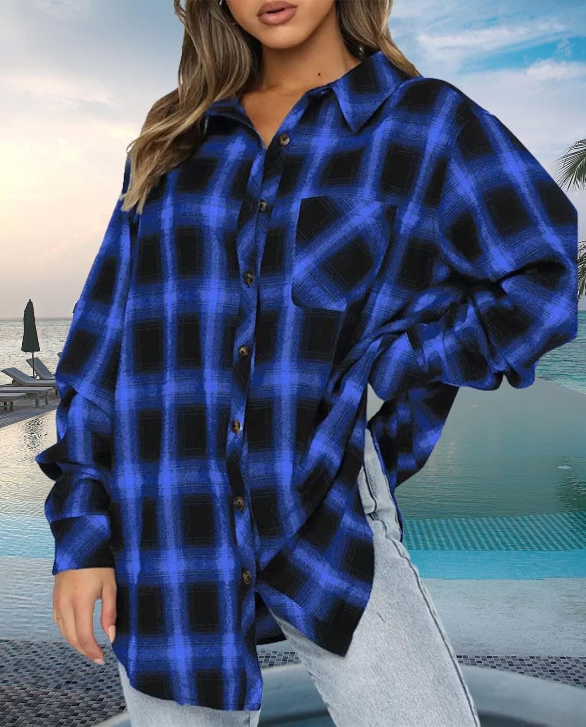 Womens Button Down Shirt Jacket Enhance Your Fashion Taste Long Sleeve Plaid Pullover Business Casual Jacket - Image 4