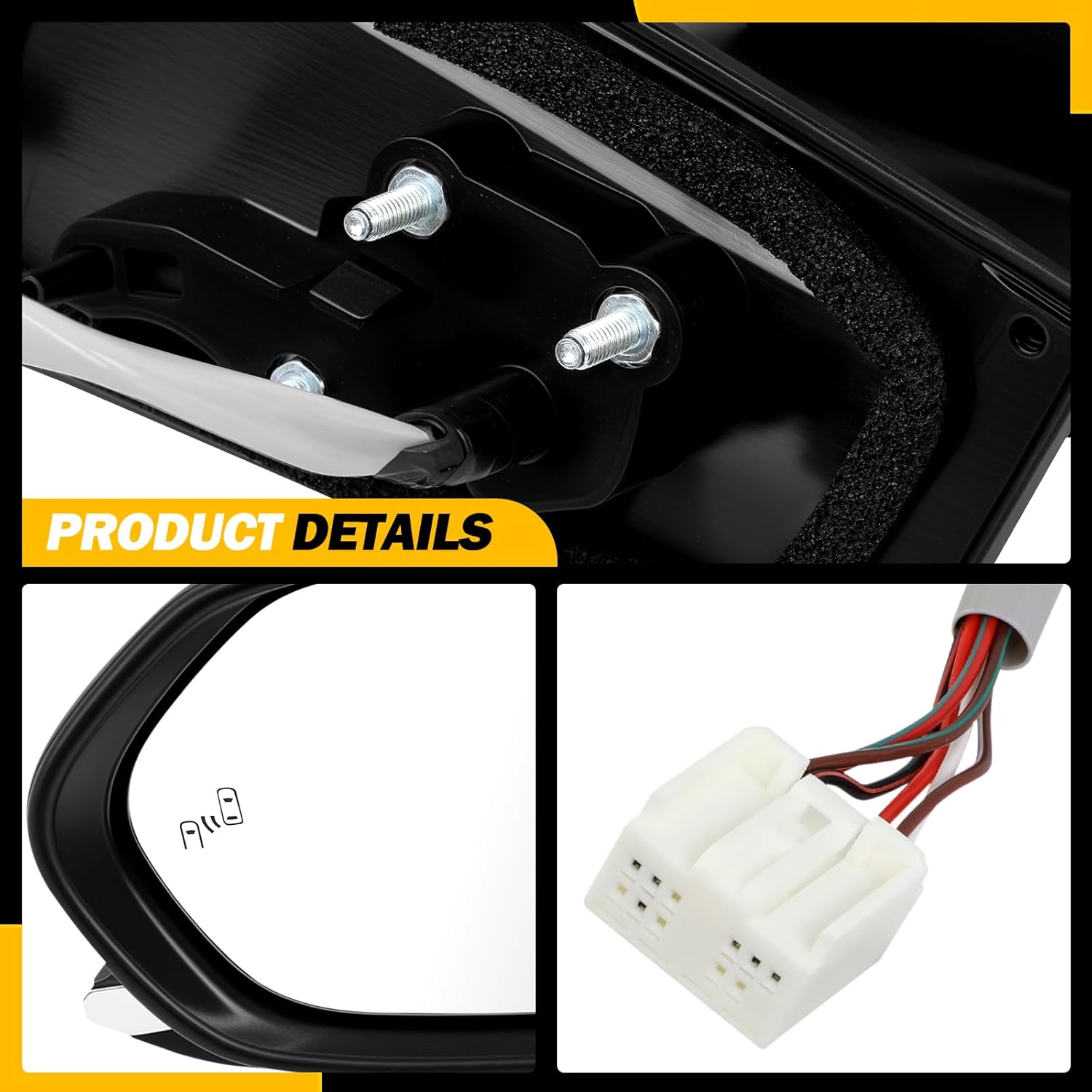 16-24 Left Driver Side Mirror Compatible with Toyota Prius 2016-2024, W/Blind Spot Indicator/Heated/Manual Folding/Power Glass Door Mirror Replace TO1320357,87910-47420 (6 pins)