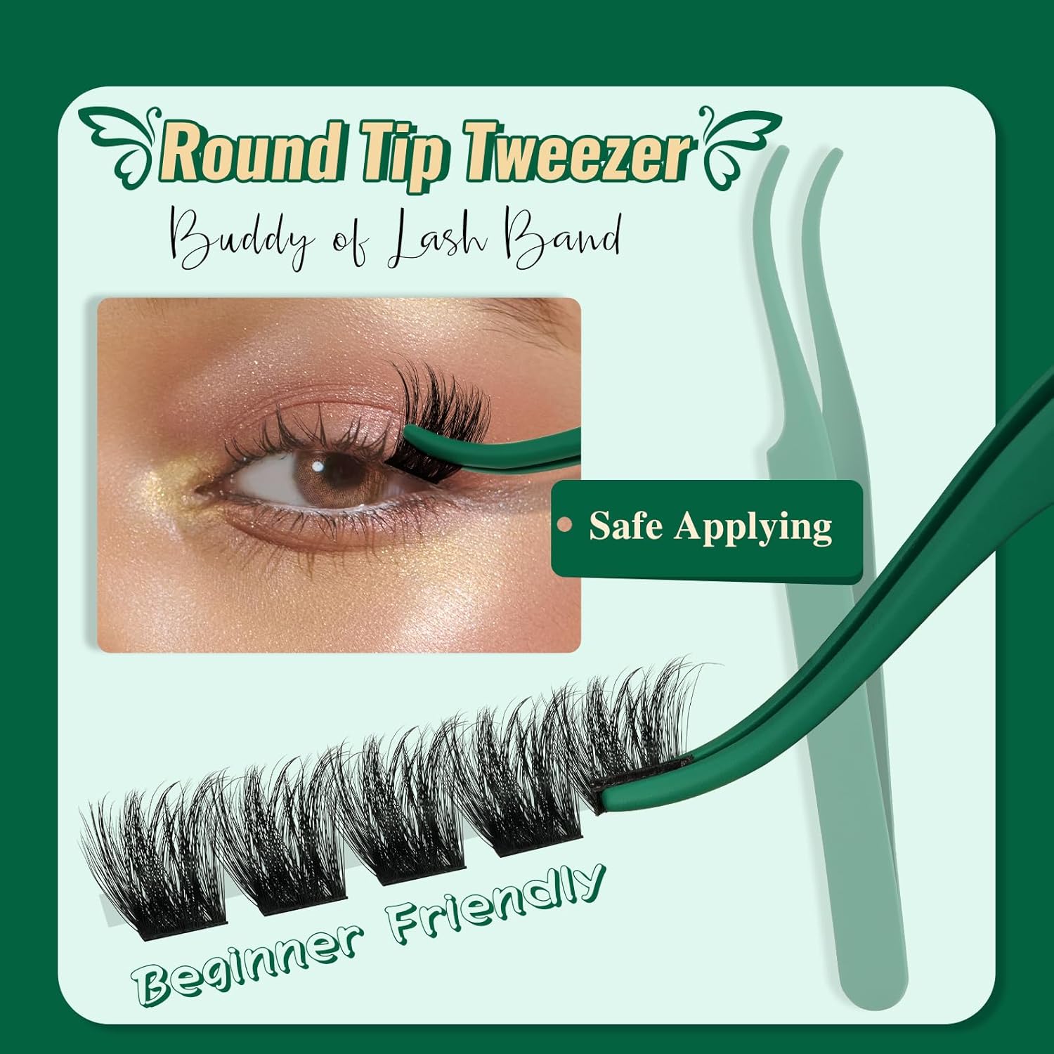KEYYOU Lash Extension Kit 144pcs Thick Super Soft Lash Clusters,10-18mm D Curl Individual Lashes Kit with Bond and Seal Applicator and Brush Remover Easy to DIY at Home（PC03Kit-D-10-18MIX）