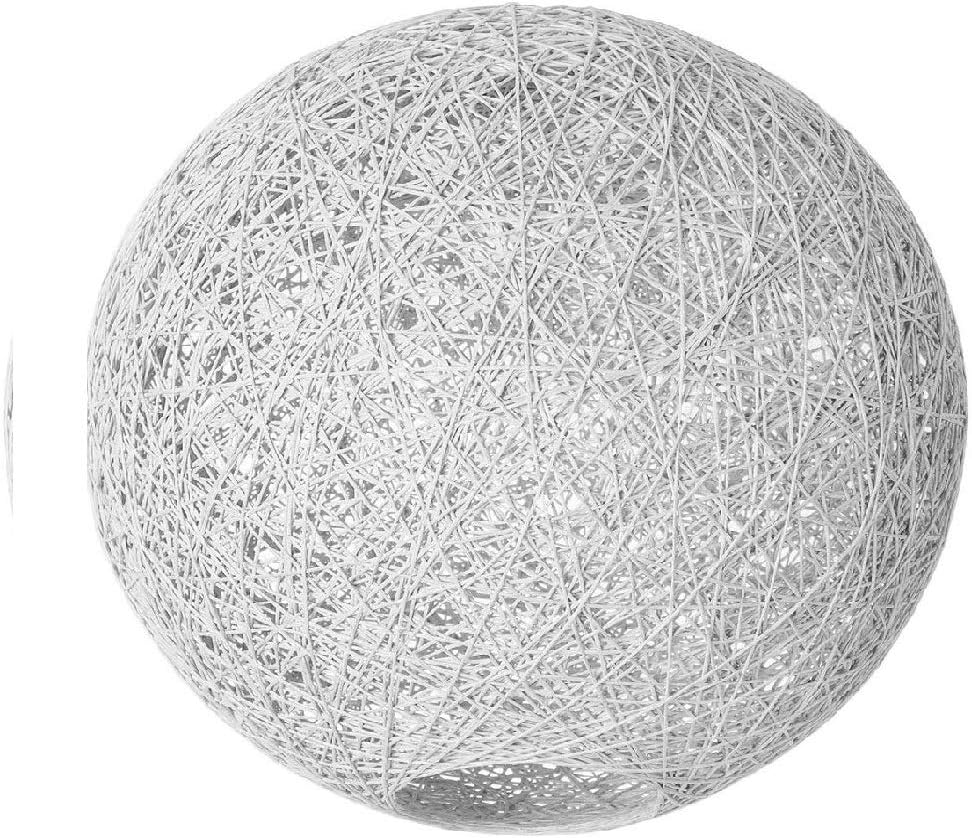 GoLucky Lighting Fixture Replacement, Wicker Rattan Globe Ball Style Ceiling Pendant Light Lampshade for Coffee Shop, Bedroom, Restaurant (White,8''x3'')