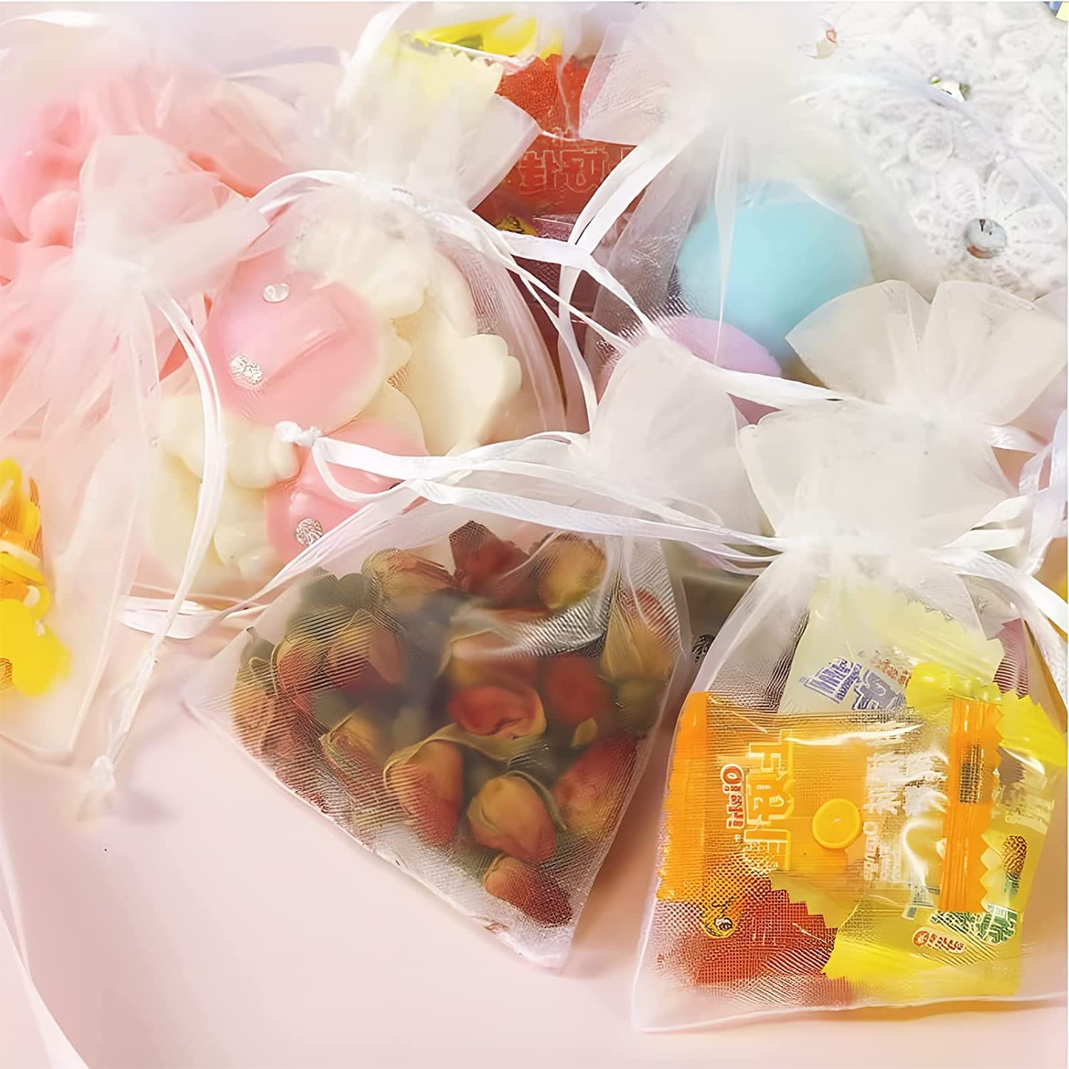 おまけ・サシェ サンプル】色・柄・サイズオーガンジー巾着袋