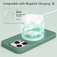 Vista 170 de GONEZ Funda de silicona para iPhone 15 Pro Max, compatible con Magsafe, protector de cámara + protector de pantalla, forro de microfibra suave Negro