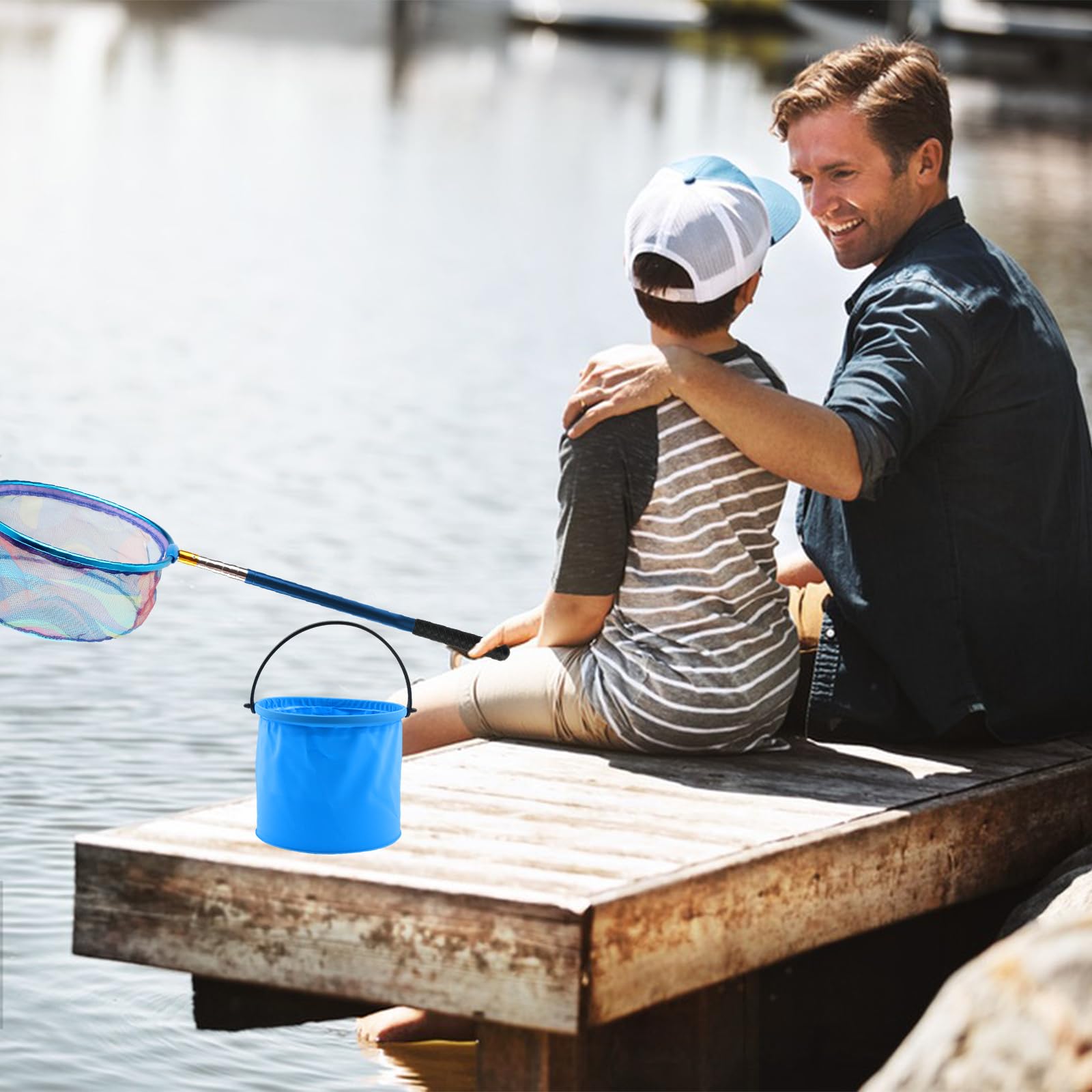 Vaskula éPuisette pour Enfants Filet Papillon Extensible Epuisette Enfant avec Manche Télescopique avec Seaux Pliables Our Enfant Capture de Poissons, Insectes et Papillon pour Enfants et Adultes