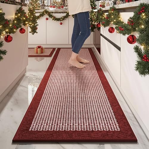 Miniatura 7 de PADOOR Juego de 2 alfombras de cocina antideslizantes, alfombras extragrandes de 2.5 x 6 pies + 20 x 32 pulgadas para suelo de cocina