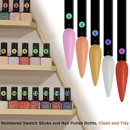 Miniatura 9 de 100 barras de muestras de uñas con calcomanías de números, puntas de aguja para exhibición de color de uñas, palos de práctica de esmalte de uñas en