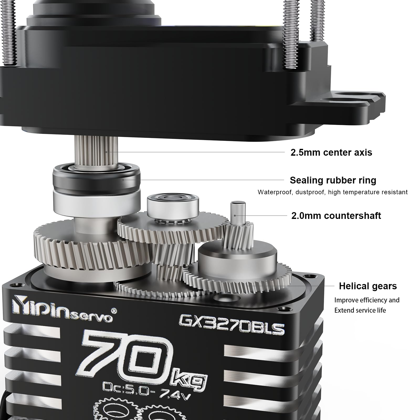 GOUPRC 70kg Servo ad alta coppia 8.4V Metallo Obliquo Gear Servo ad alta velocità per 1/8 1/10 1/12 RC Auto Crawler Boat Robot