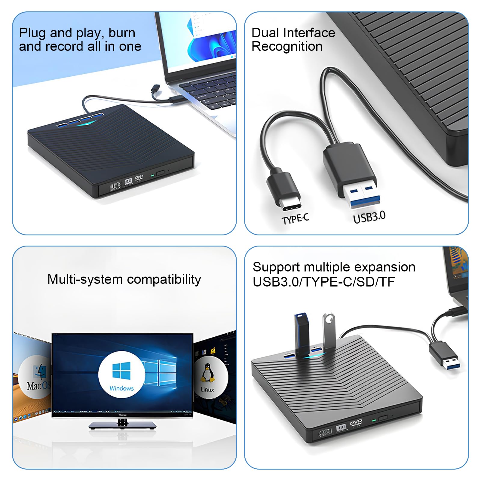 Colexy zewnętrzny napęd DVD USB 3.0 nagrywarka Ultra High Definition