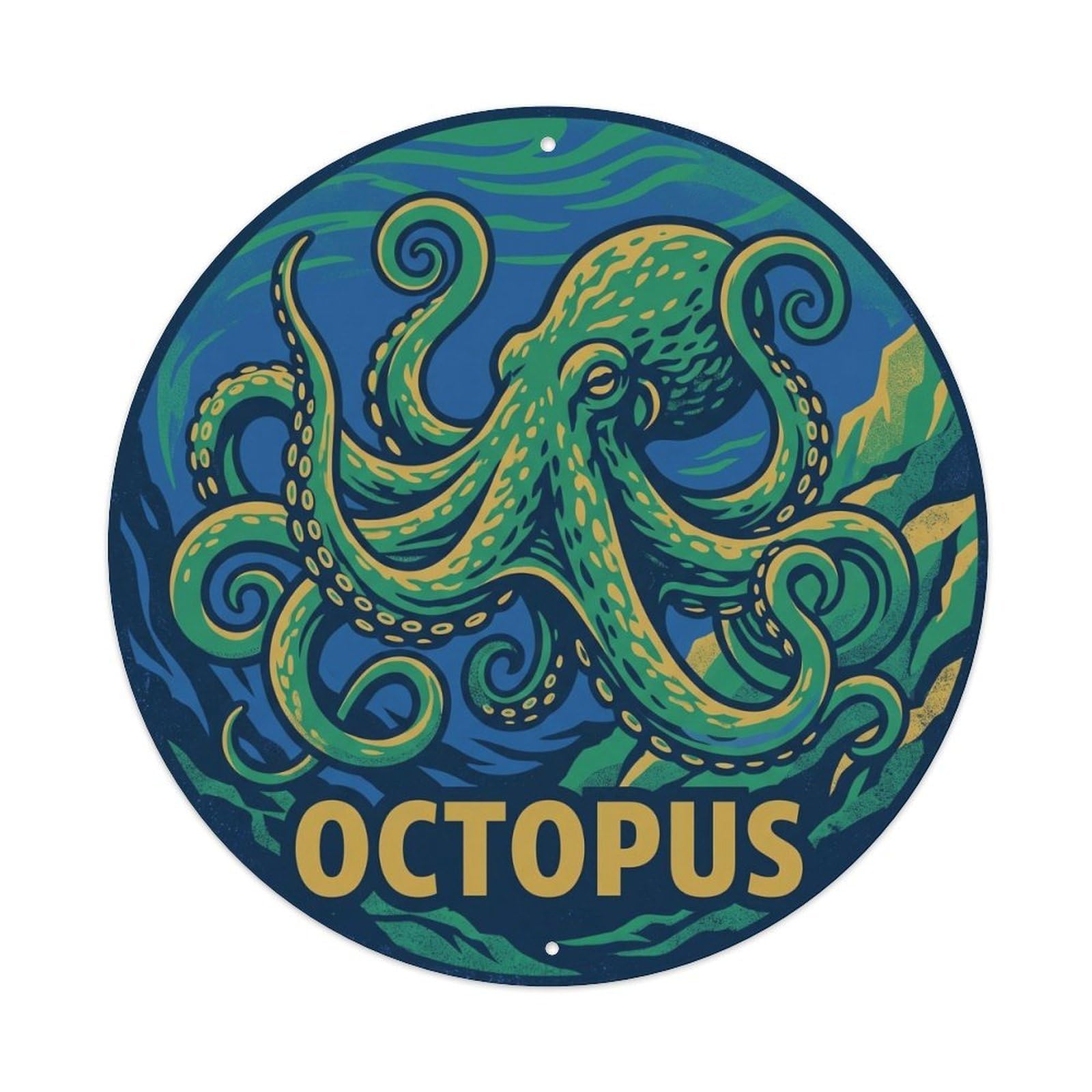 Octopus Hawaii Marine Life Reef Wildlife Metal Tin Sign