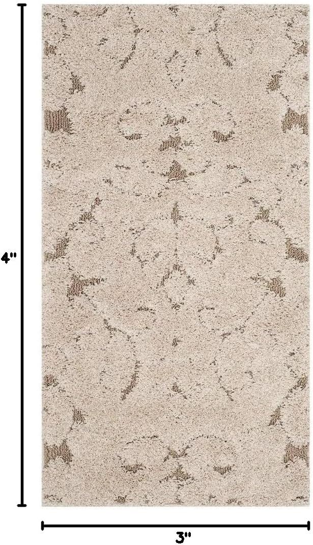 SAFAVIEH Florida Shag Collection Accent Rug - 2'3" x 4', Cream & Beige, Scroll Design, Non-Shedding & Easy Care, 1.2-inch Thick Ideal for High Traffic Areas in Foyer, Living Room, Bedroom (SG470-1113)