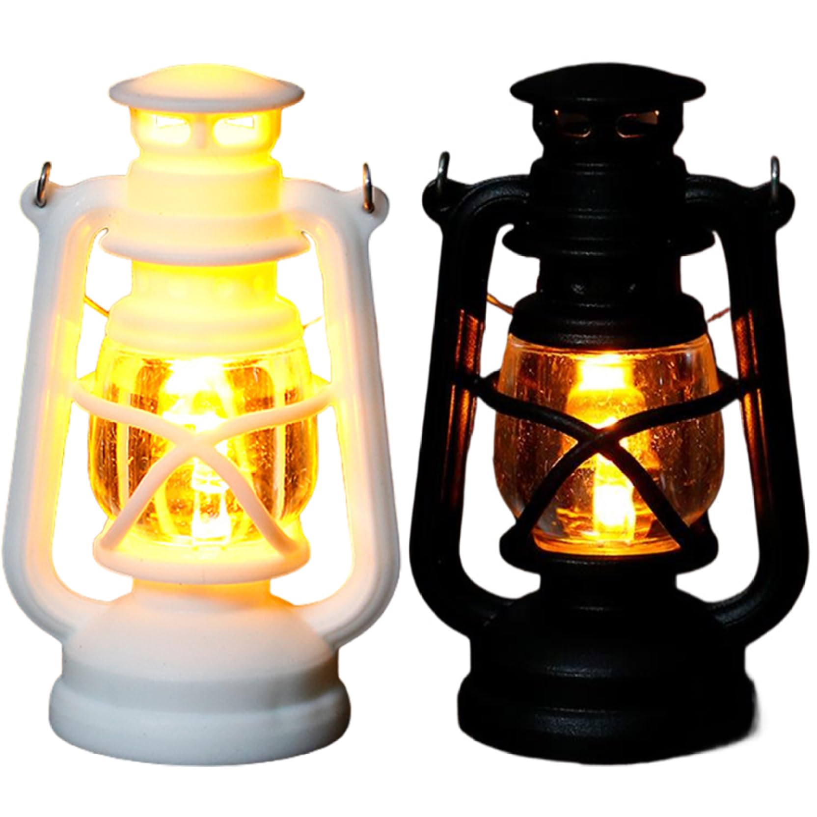 Joygoodta 2Pcs Dollhouse Lighting Small Retro Glowing Oil Lamp Dollhouse Miniatures Creative Lights Battery Operated for Accessories Miniatures