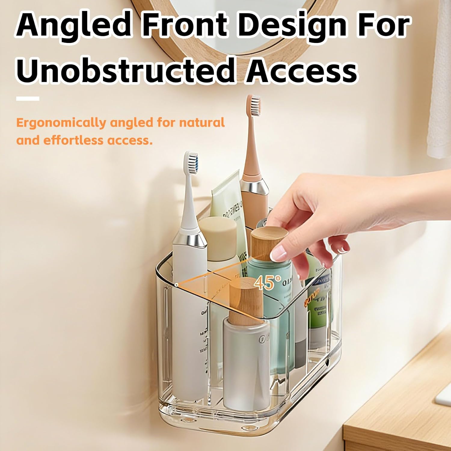 Toothbrush Holder for Bathrooms, 5 Slots Detachable Wall Mounted Electric Toothbrush Holder, Holds Skincare,Toothpaste & Razor for Bathroom Decor and Accessories Organizer