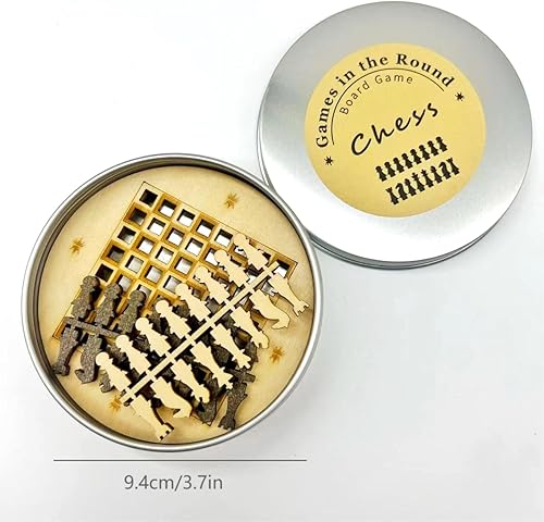 Miniatura 2 de Mini juego de ajedrez con estuche de metal, juego de mesa de viaje portátil de 3.7 pulgadas para adultos y niños, regalo único para los amantes del