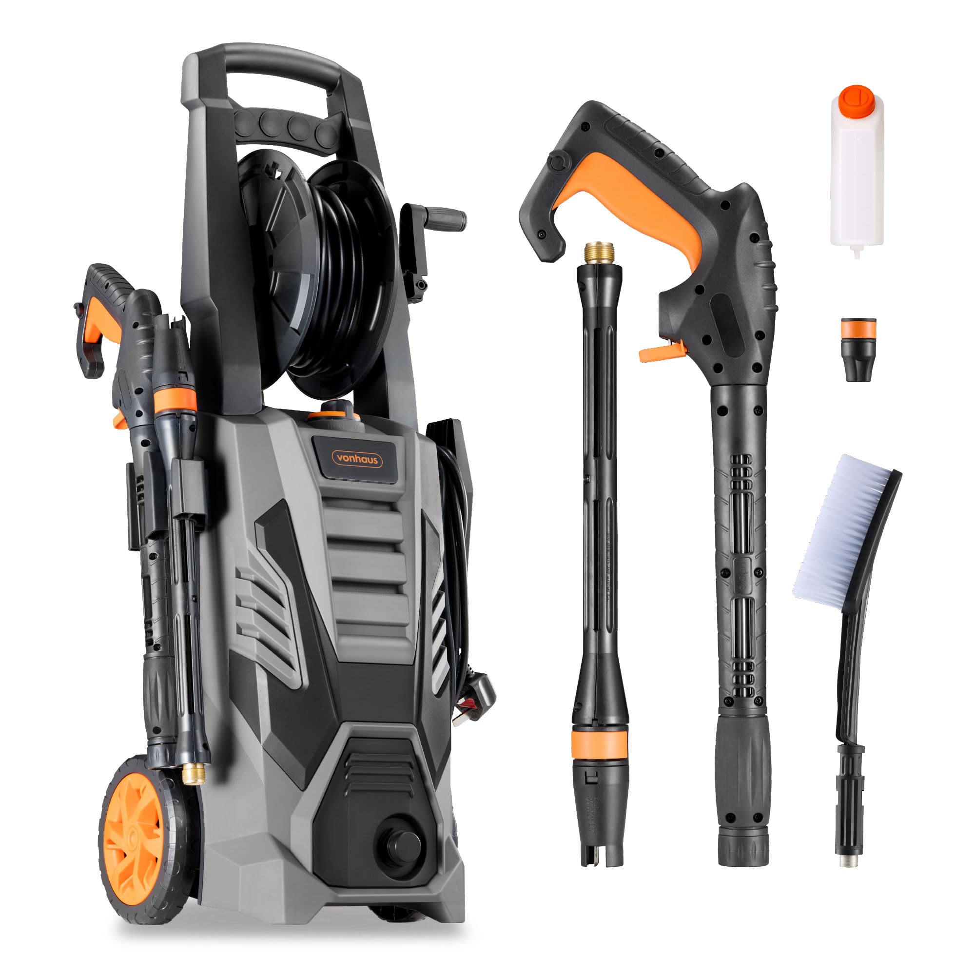 VonHaus Pressure Washer 1600W – Portable Power Washer for Patio, Car, Walls, Fences & More – Jet Wash Comes with Accessories and Attachments – 130 Bar Max Water Pressure, 6.5L Max Water Flow Per Min — view 9