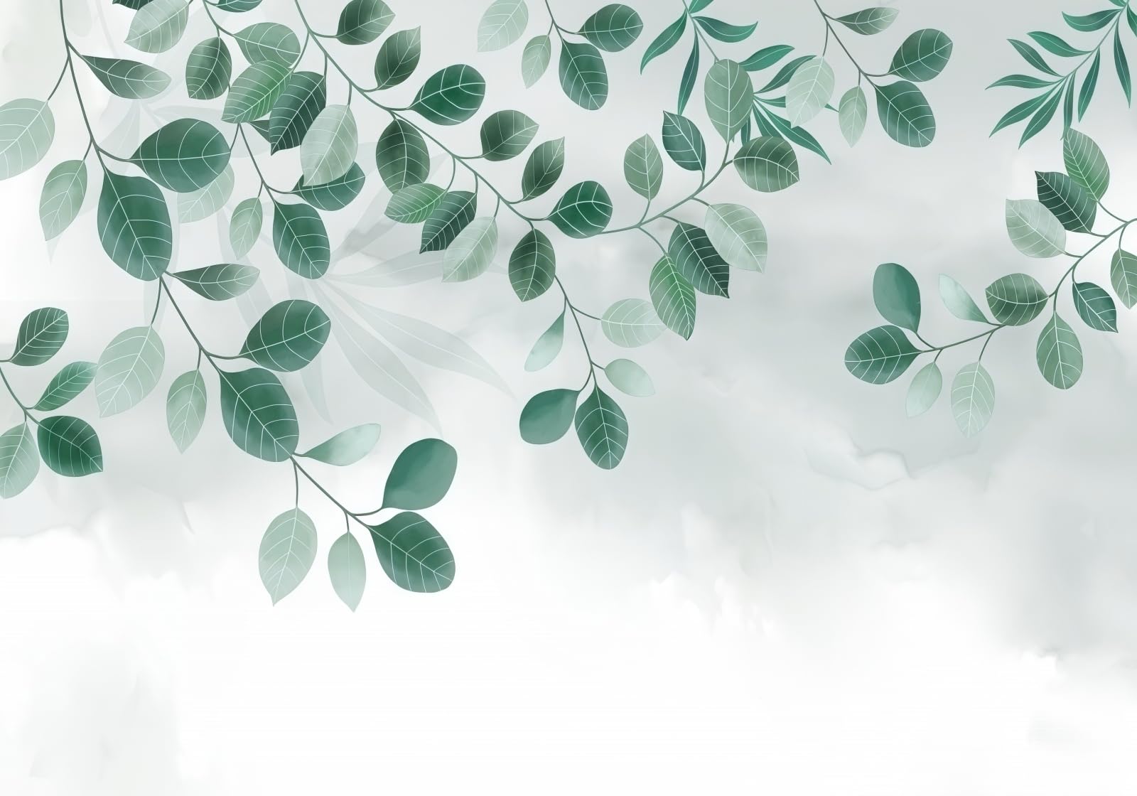 gdkldfg Modern Green Leaves Nature Wallpaper,Non-Woven Poster,Wall Mural for Living Room Bedroom Feature Wall Decoration 300x240cm